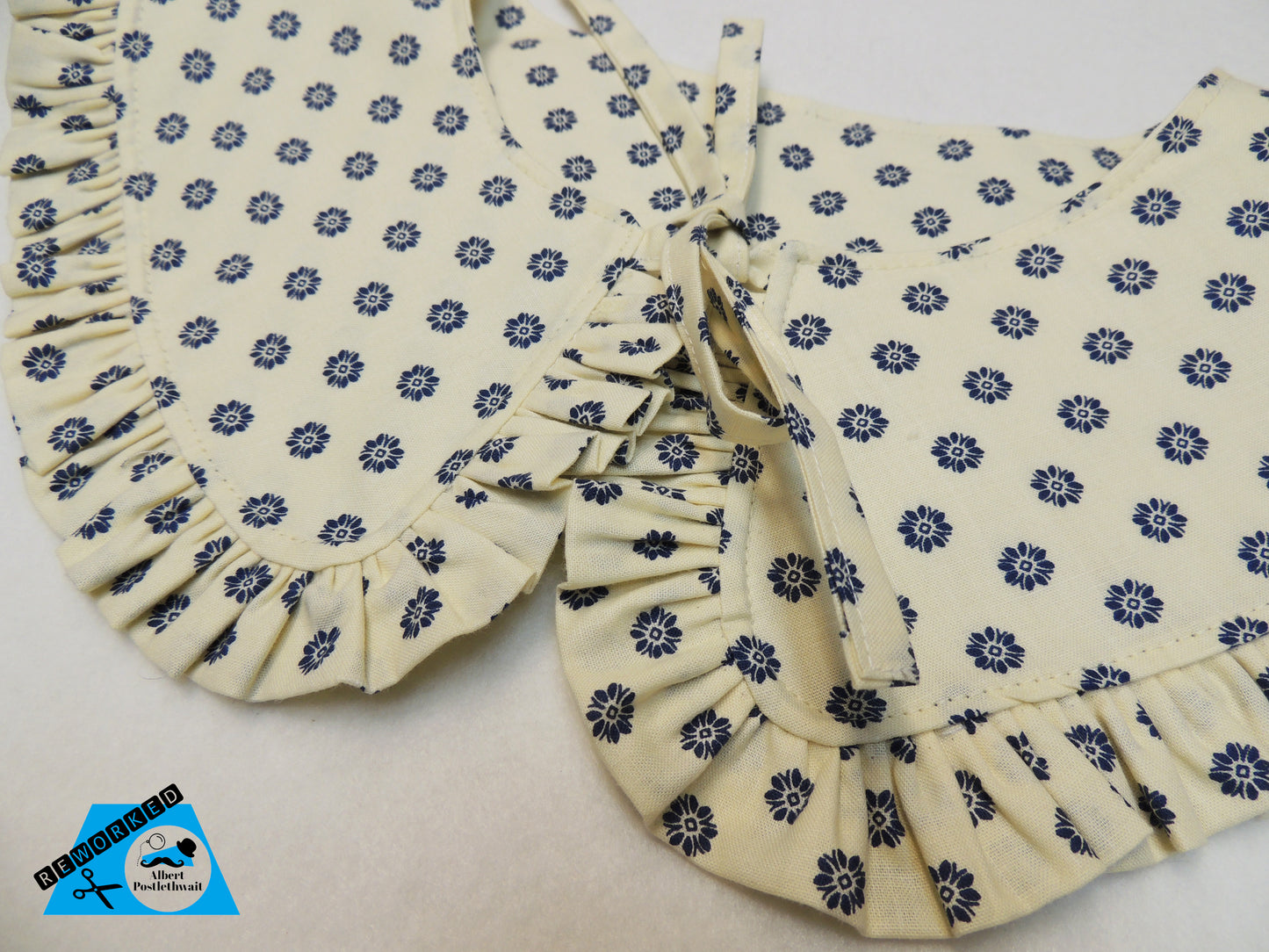 Cream and Blue Flower Frill Collar