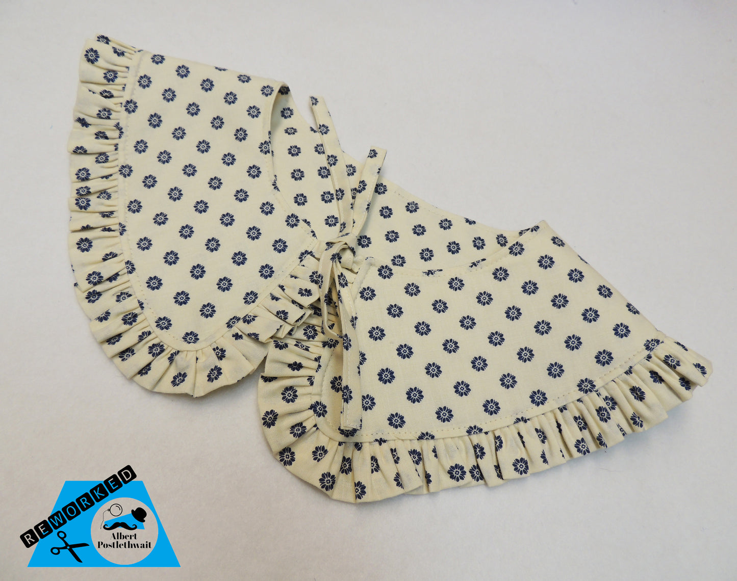 Cream and Blue Flower Frill Collar