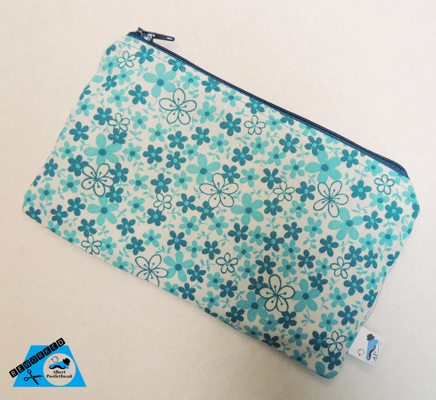 Blue Floral Zip Pouch