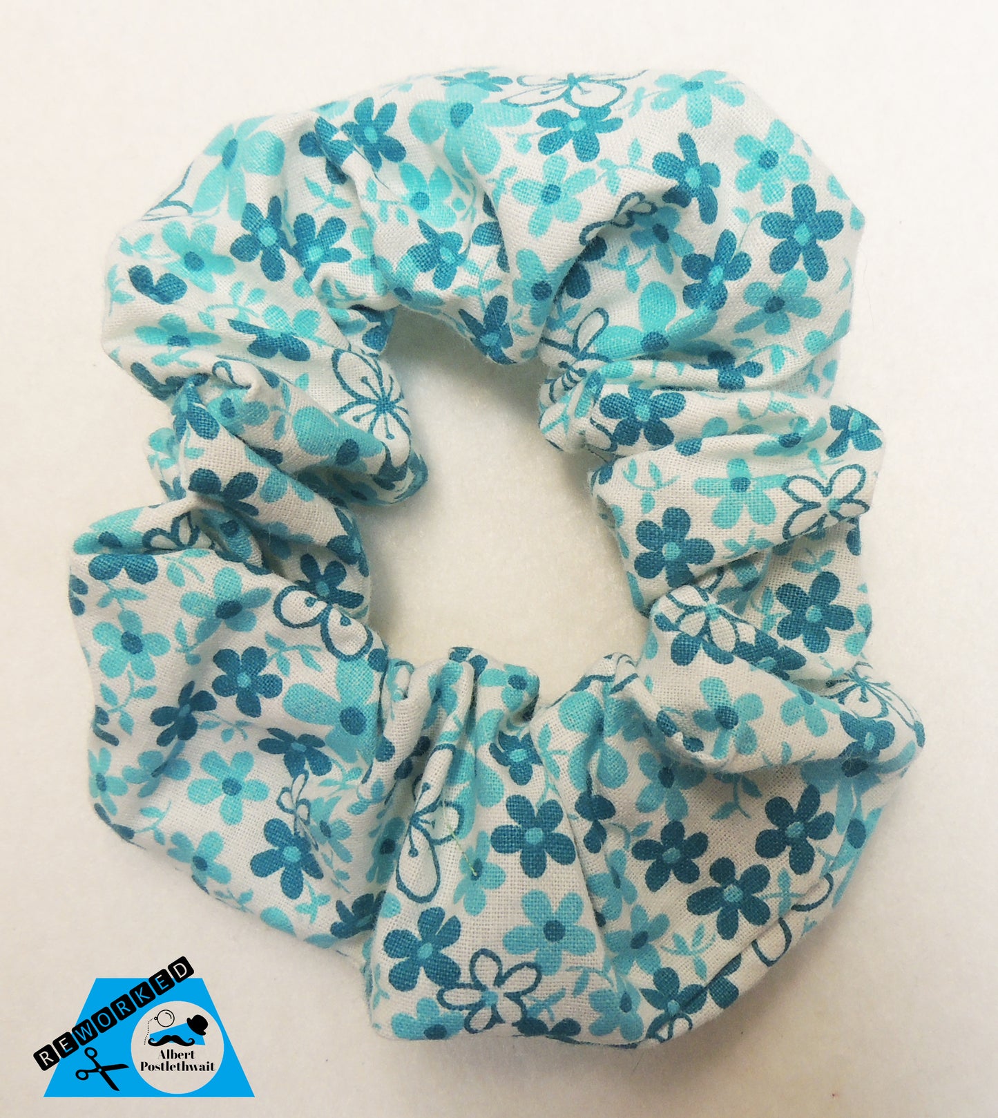 Blue Floral Scrunchie