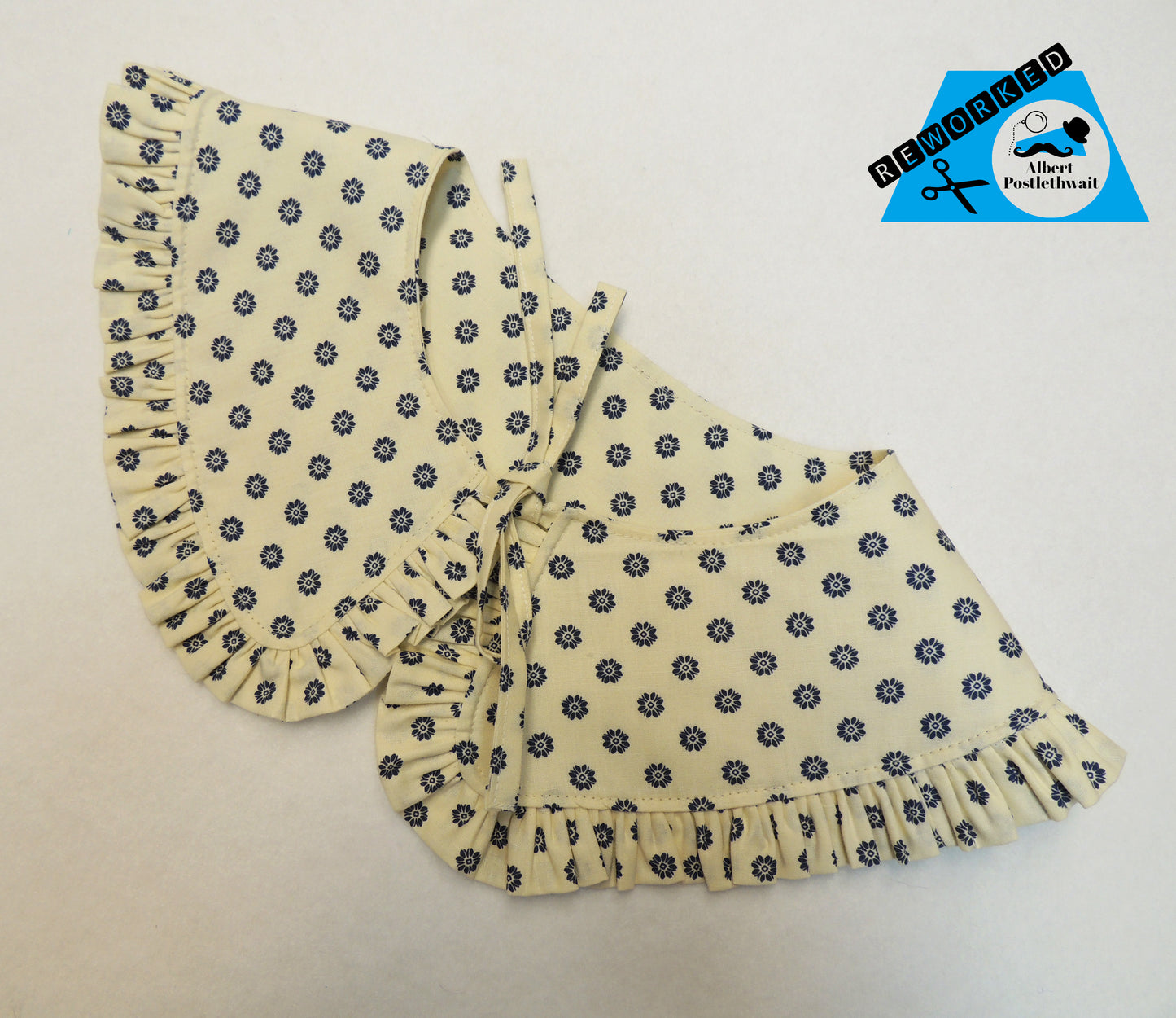 Cream and Blue Flower Frill Collar