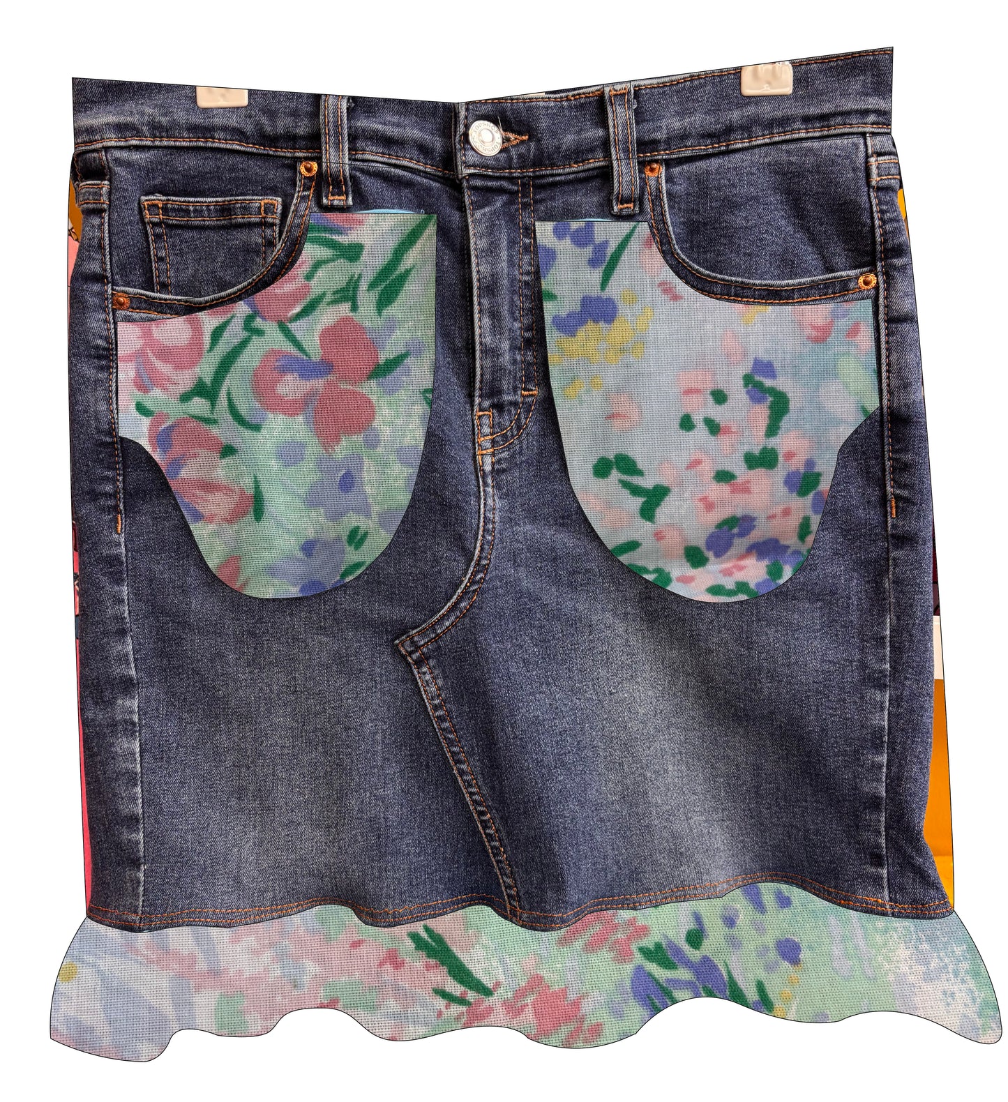 Send in my Jeans for a Denim Skirt -Floral