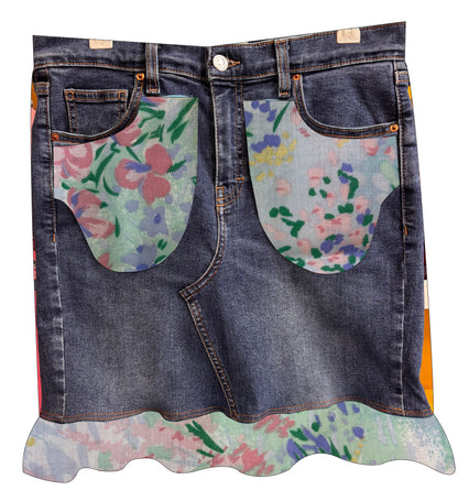 Send in my Jeans for a Denim Skirt -Floral