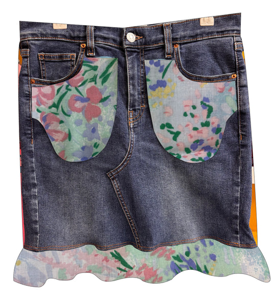 Send in my Jeans for a Denim Skirt -Floral
