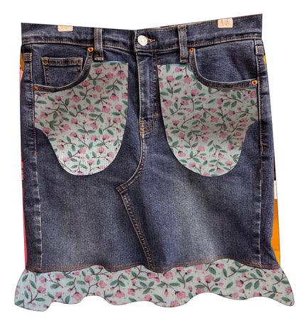Send in my Jeans for a Denim Skirt -Floral