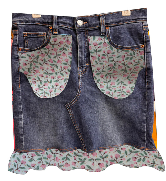 Send in my Jeans for a Denim Skirt -Floral