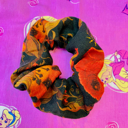 XL Orange Floral Scrunchie