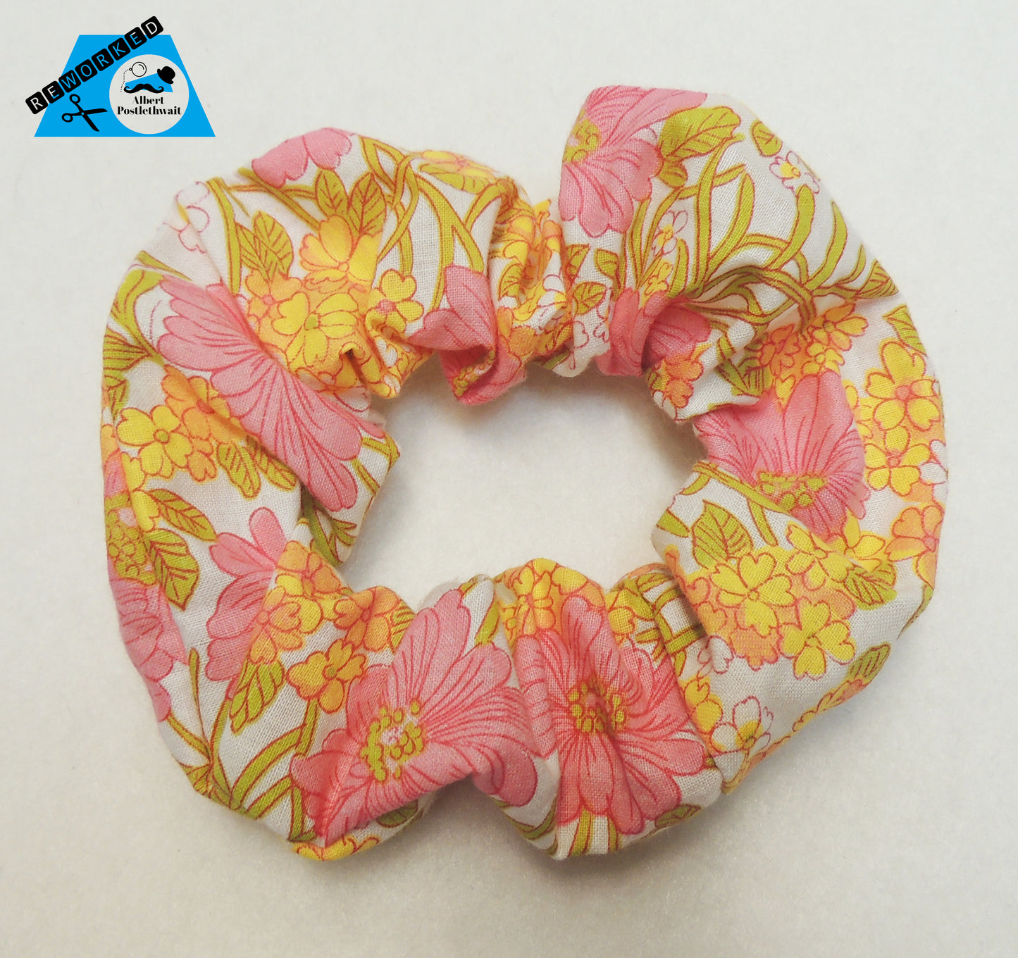 Pink/Yellow Floral Scrunchie