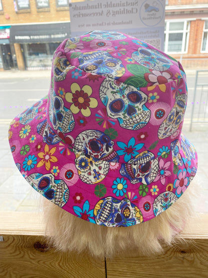 Sugar Skull Reversible Bucket Hat size Small