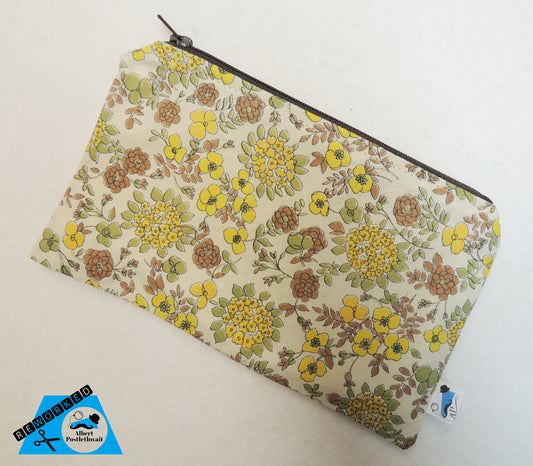 Yellow/Brown Floral Zip Pouch